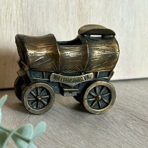 Vintage Miniature Brass Chuck Wagon Ashtray Williamsburg VA  Souvenir